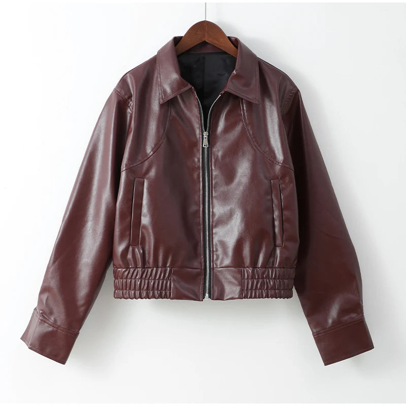 Brown Lapel Leather Jacket