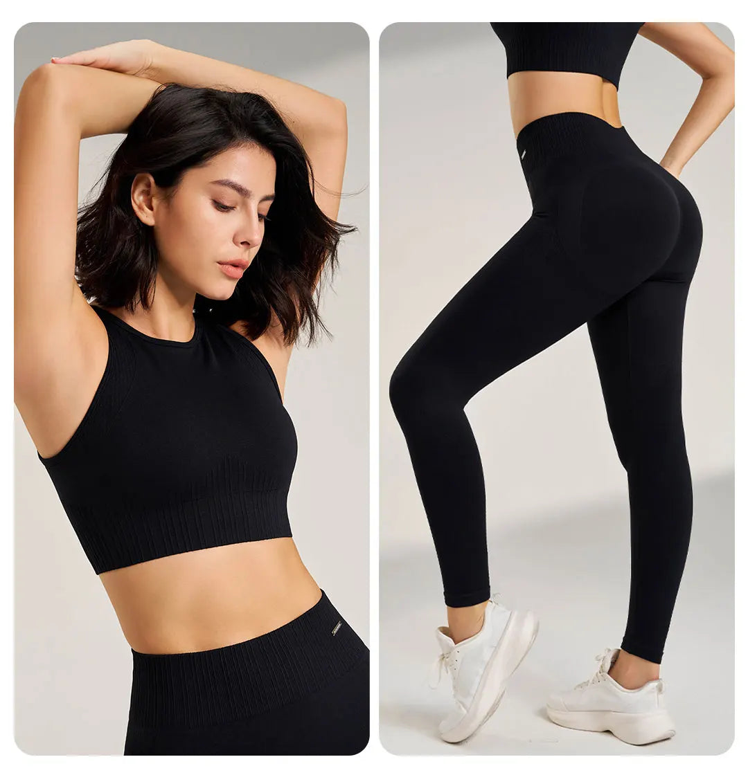 Seamless Yoga Set - High-Waisted Leggings & Top Two-Piece Fitness Outfit