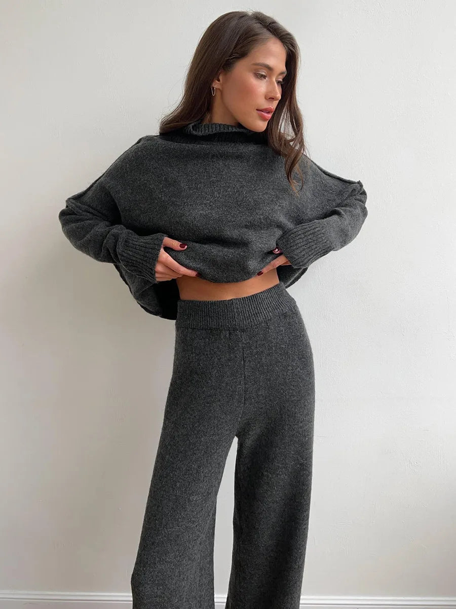 Turtleneck Sweater + Pants Set Loose Casual