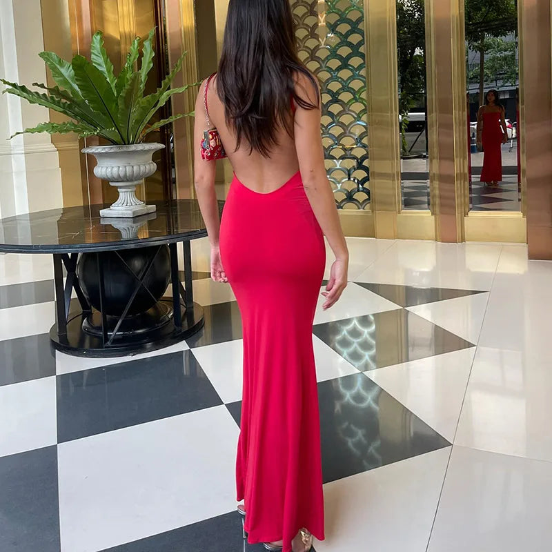 Sleeveless Backless Bodycon Maxi Dress