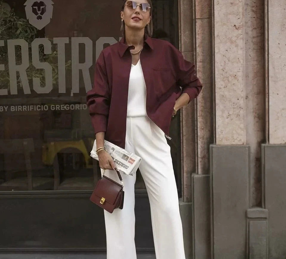 Vintage Burgundy Zip-Up Jacket