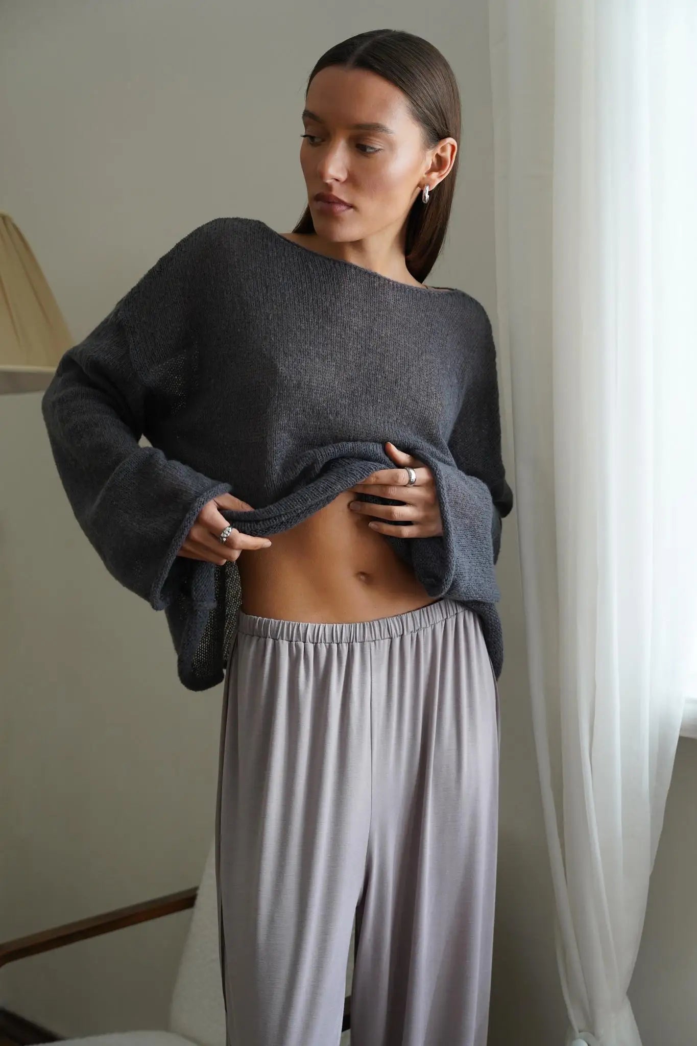 Knitted Hollow-Out See-Through Pullover