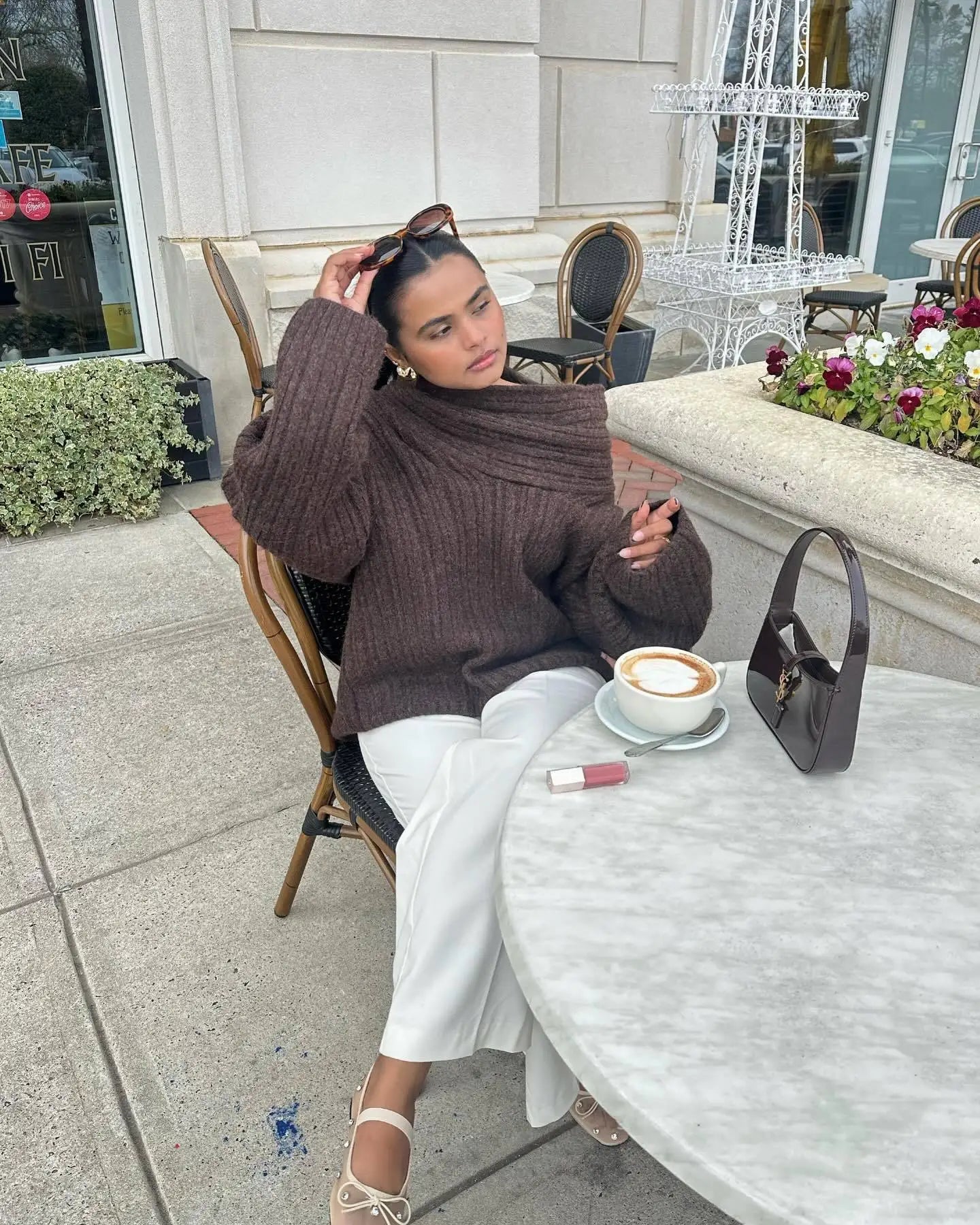 Off-Shoulder Ribbed Knit Sweater