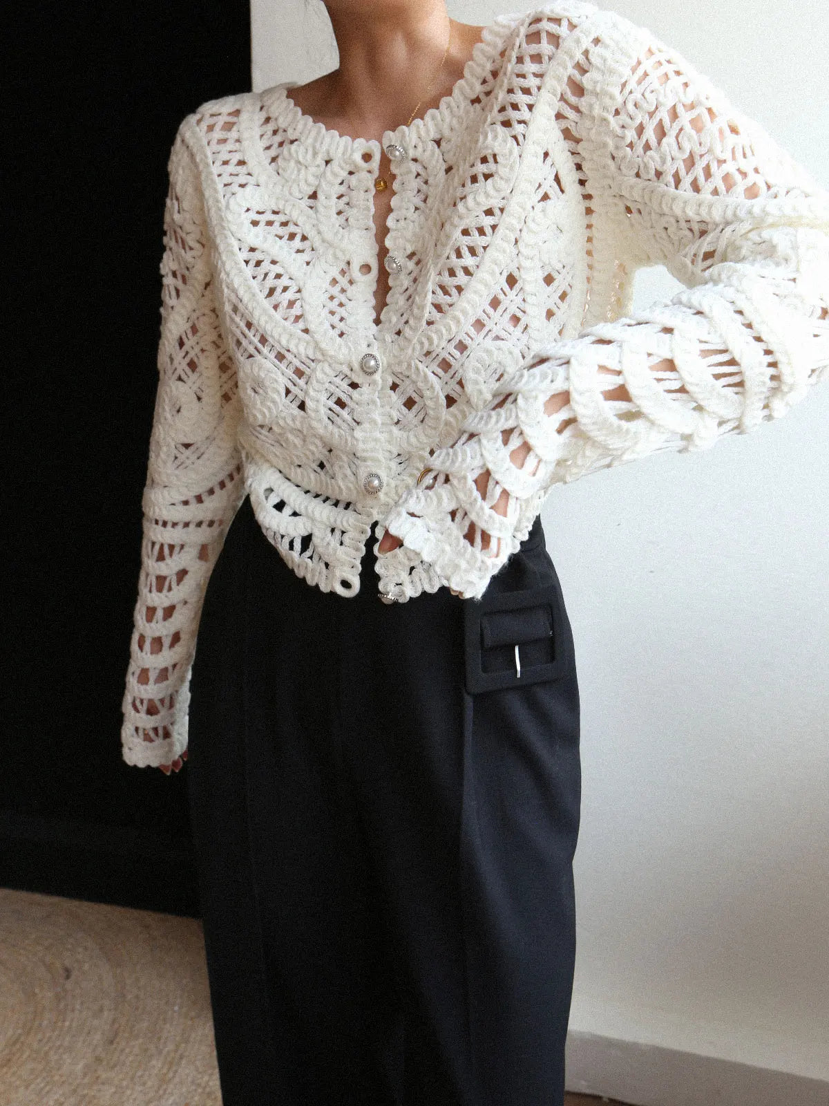 Handmade Hollow-out Slim Fit Cardigan