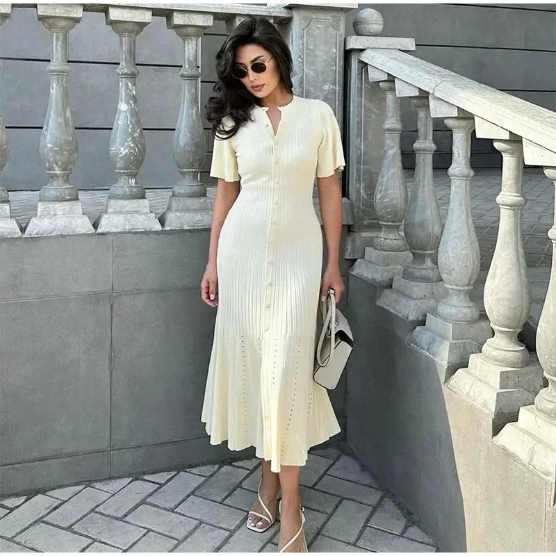 Hollow Out Knitted Maxi Dress