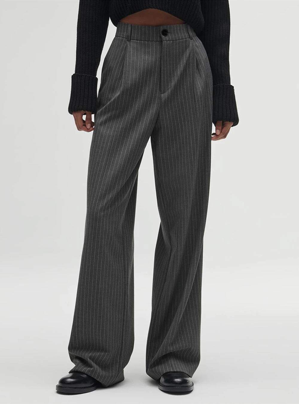 High Waisted Striped Straight Leg Pants