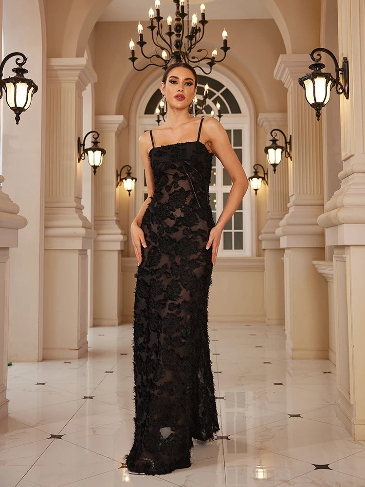 Formal Elegant Occasion Black Maxi Dress