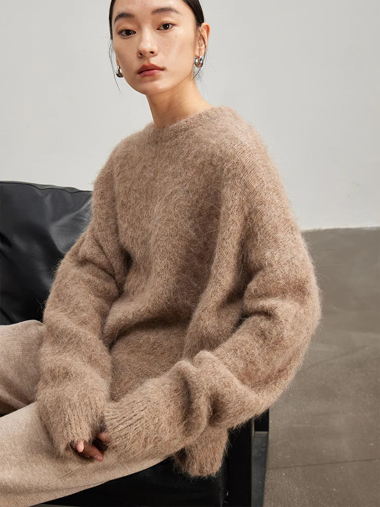 Warm Alpaca Pullover - Loose Fit with Dropped Sleeves