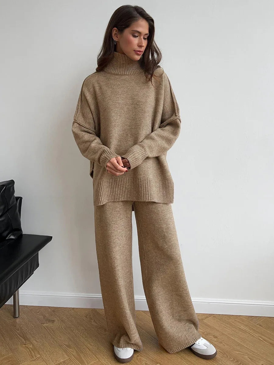 Turtleneck Sweater + Pants Set Loose Casual