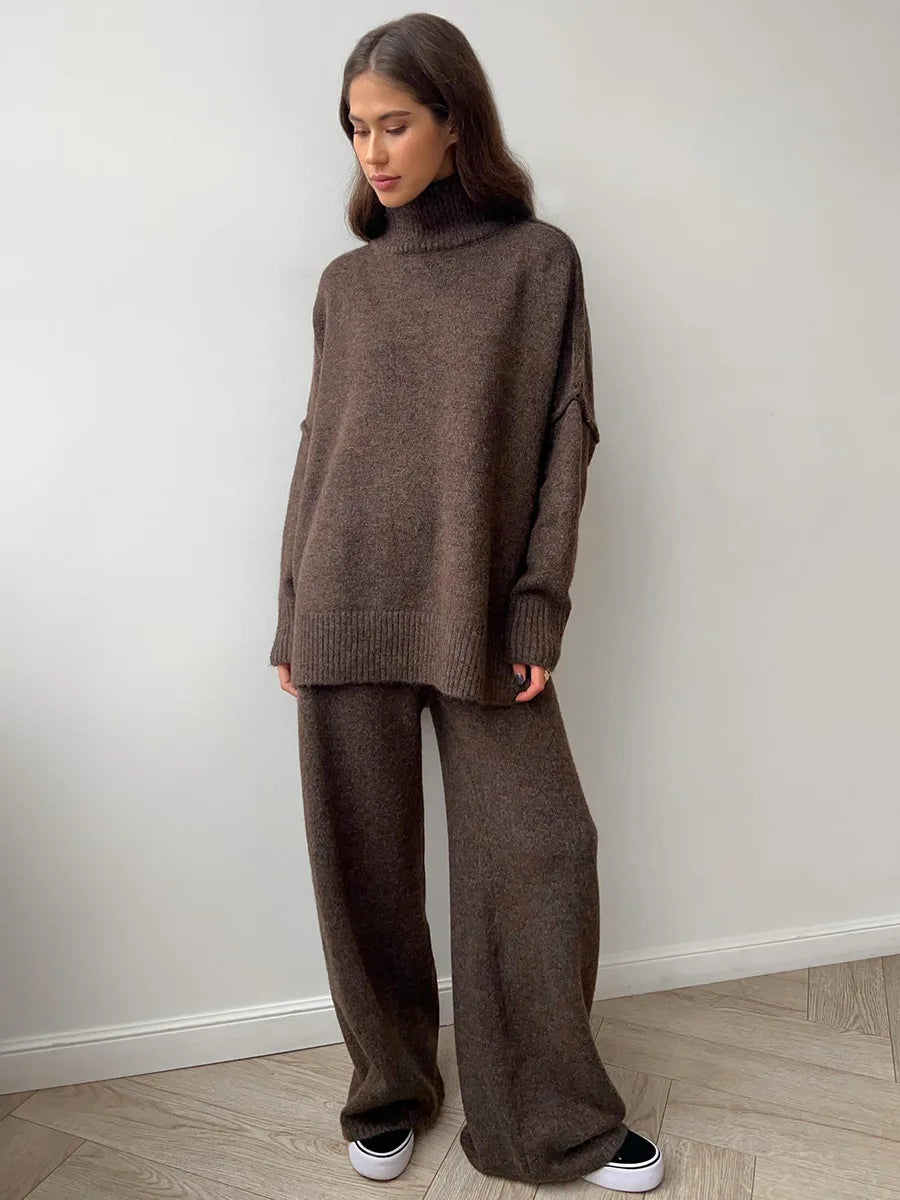 Turtleneck Sweater + Pants Set Loose Casual