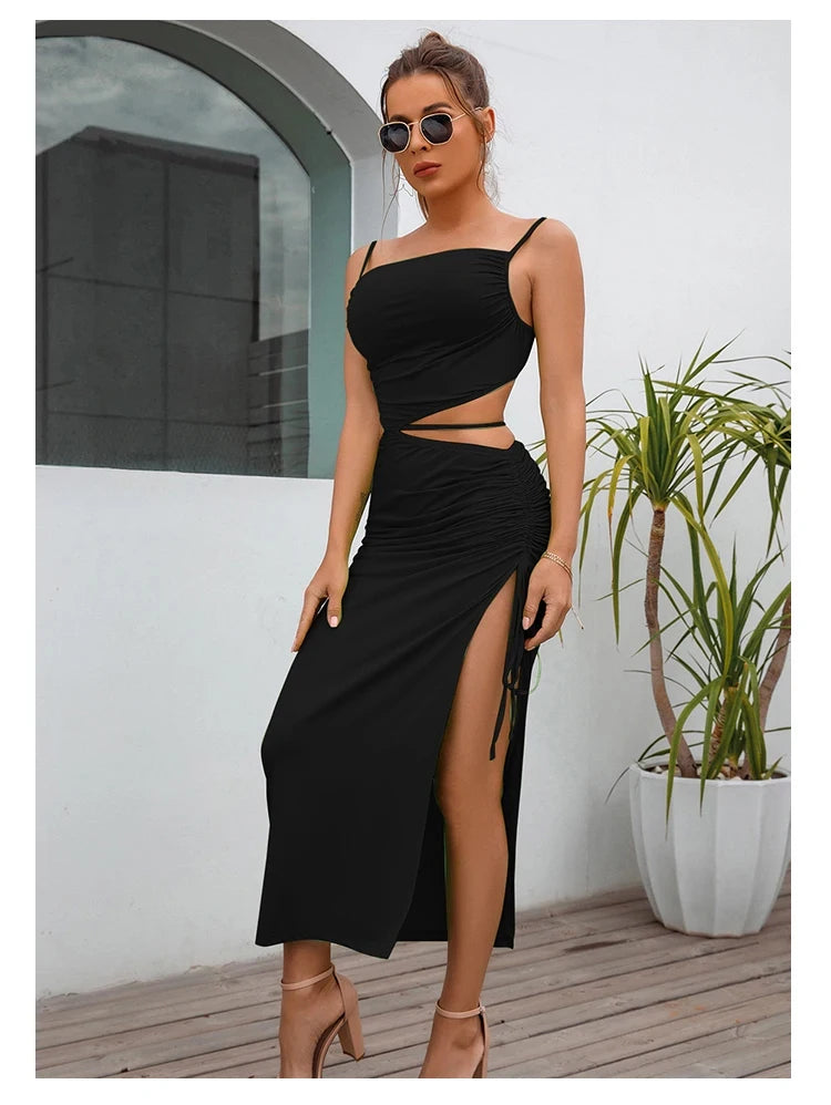 Spaghetti Strap Sleeveless Bodycon Midi Dress