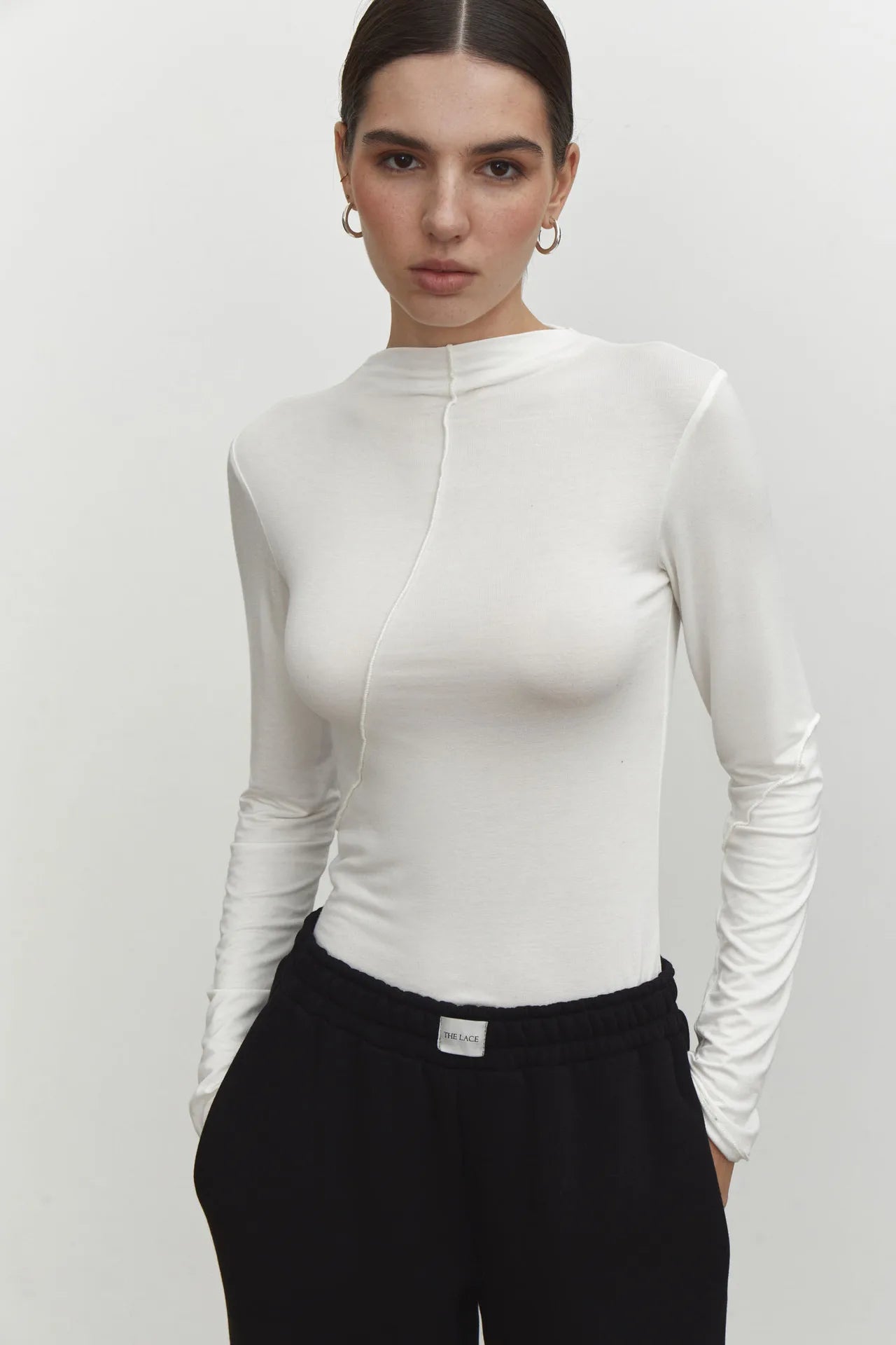 Splice Slim Half Turtleneck Long Sleeve Tee