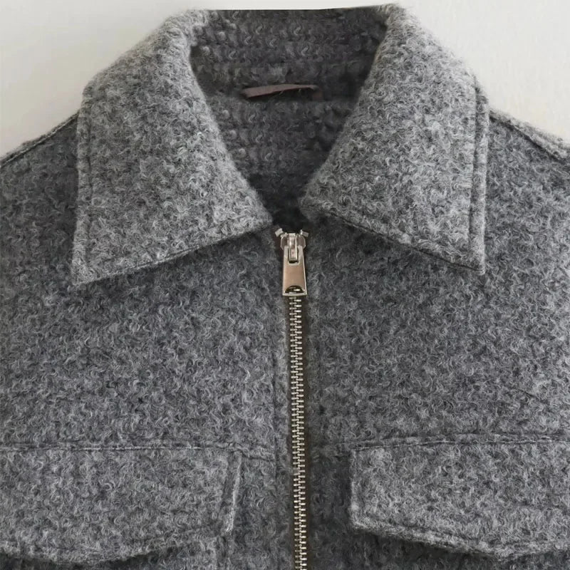 Cropped Tweed Zip Jacket