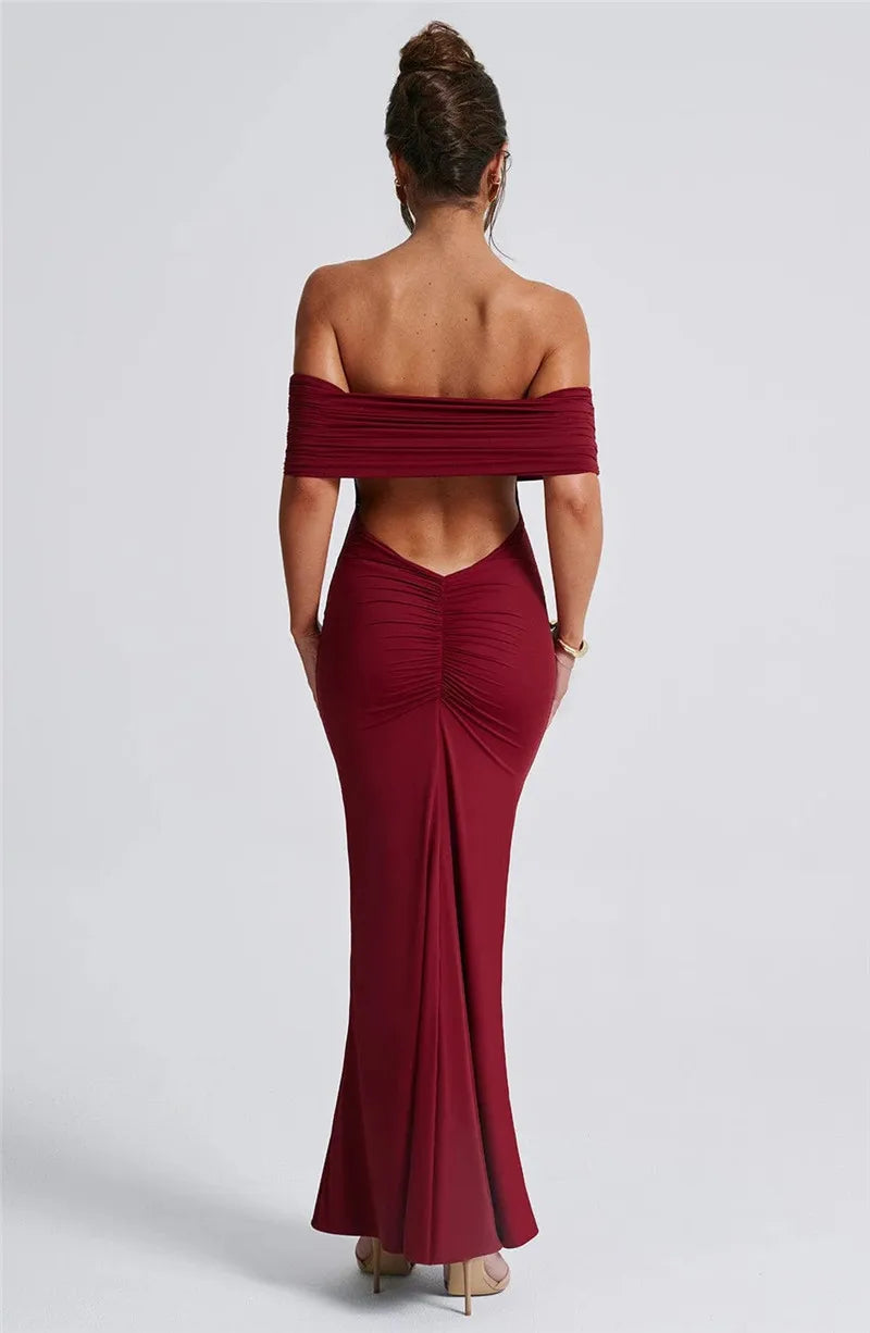 Strapless Backless Off-Shoulder Bodycon Maxi Dress