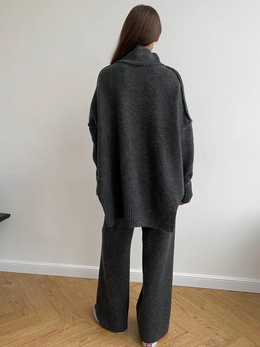 Turtleneck Sweater + Pants Set Loose Casual