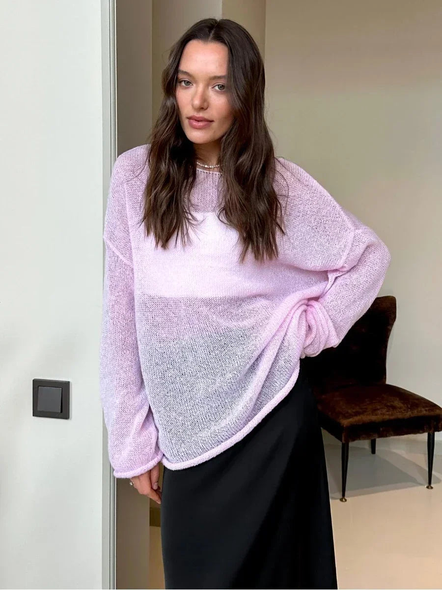 Knitted Hollow-Out See-Through Pullover