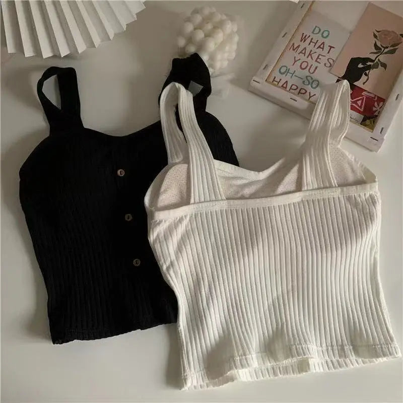 Sleeveless Cropped Knit Corset Camisole